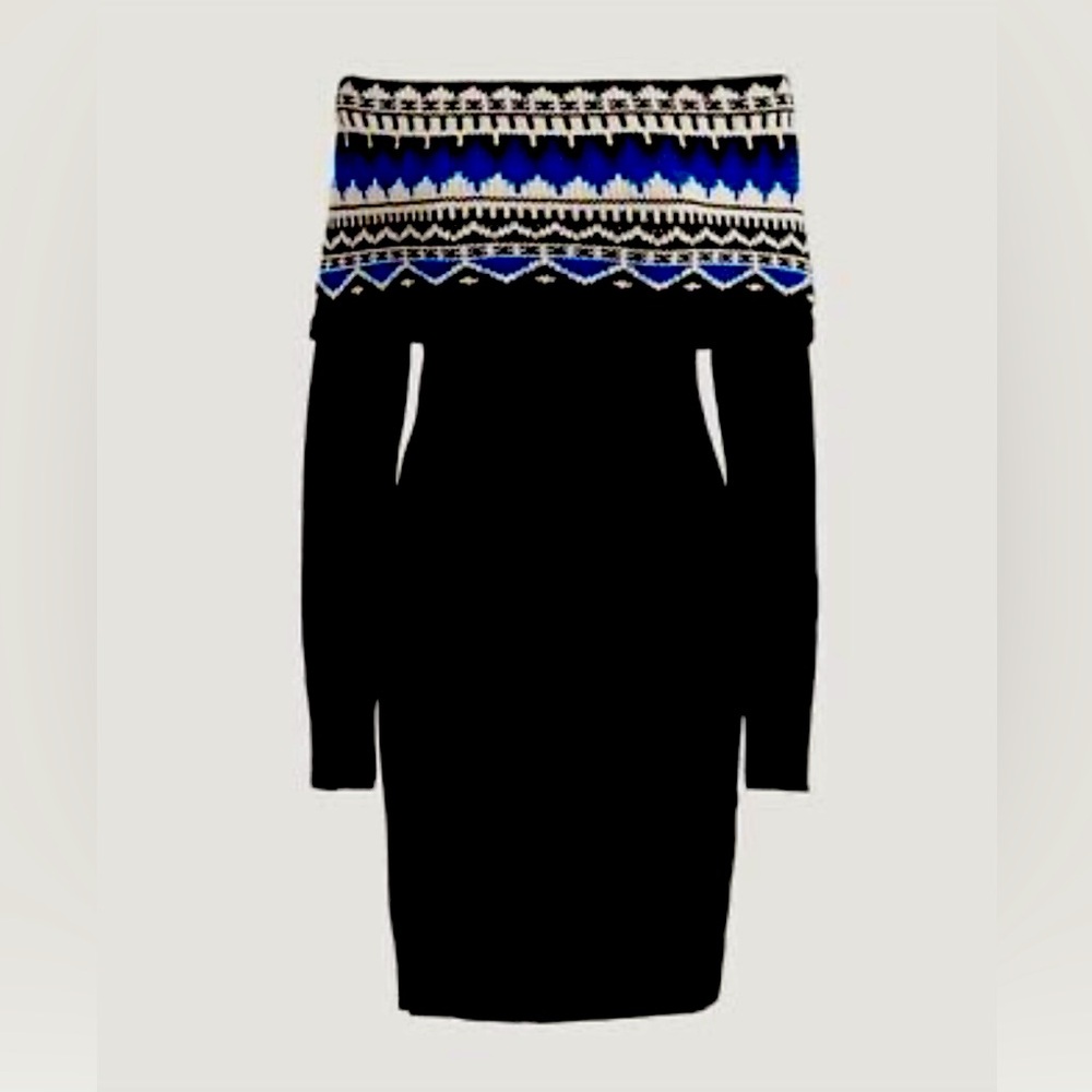 Ralph Lauren Black and Blue Strapless Dress